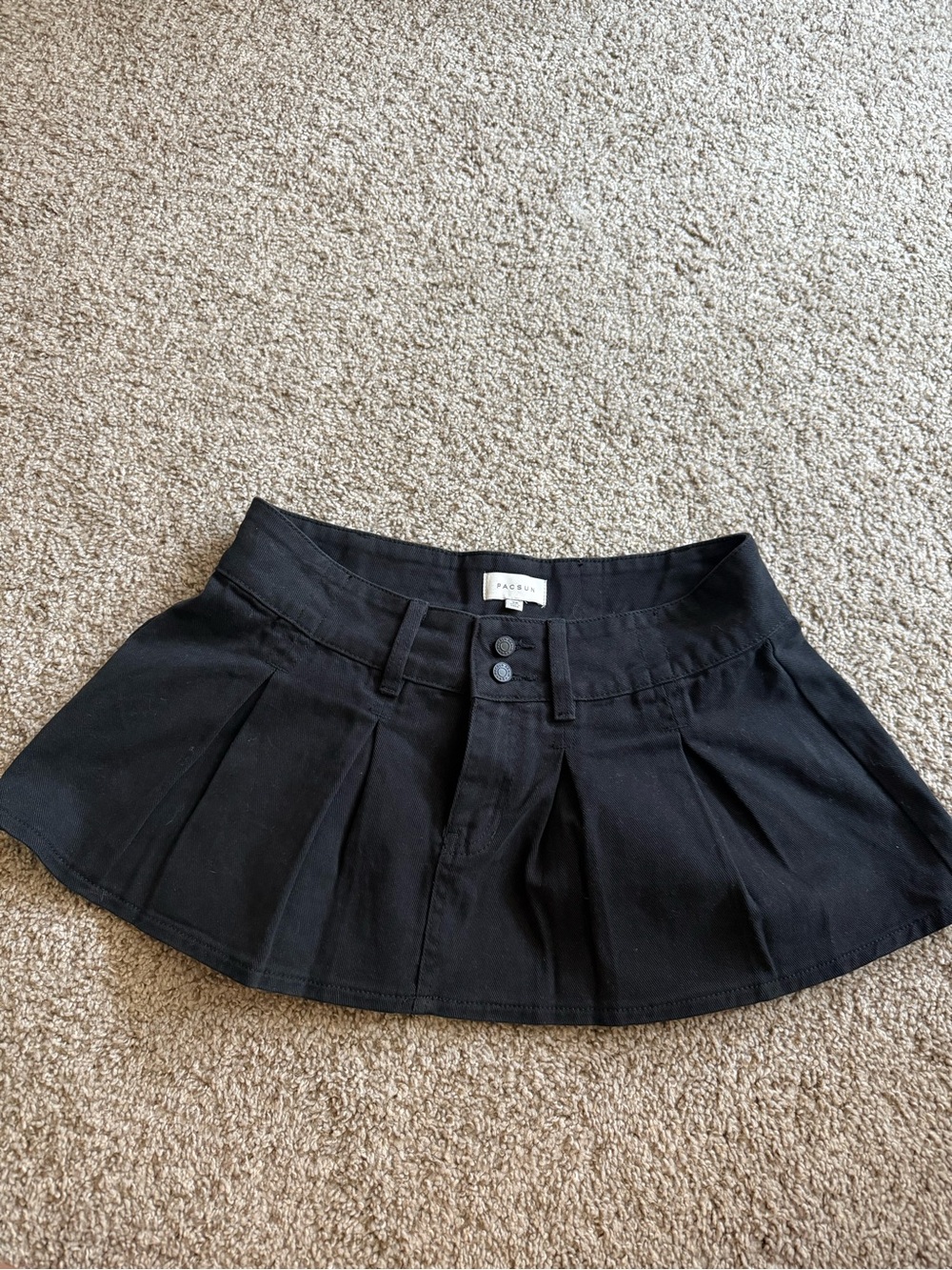 PacSun Black Pleated Mini Skirt with Front Button Detail